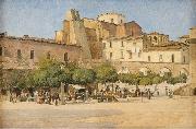 Edvard Petersen Torvet i Sulmona oil painting by Edvard Petersen oil